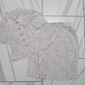 Vintage cottagecore floraloffice  blouse and skirt set by Leslie Faye 12